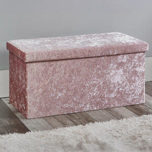 Seville Crushed Velvet Storage Trunk - Silver