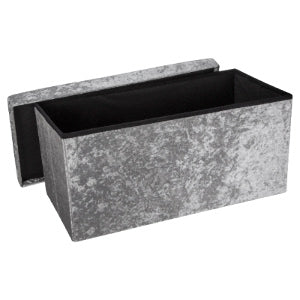 Seville Crushed Velvet Storage Trunk - Silver