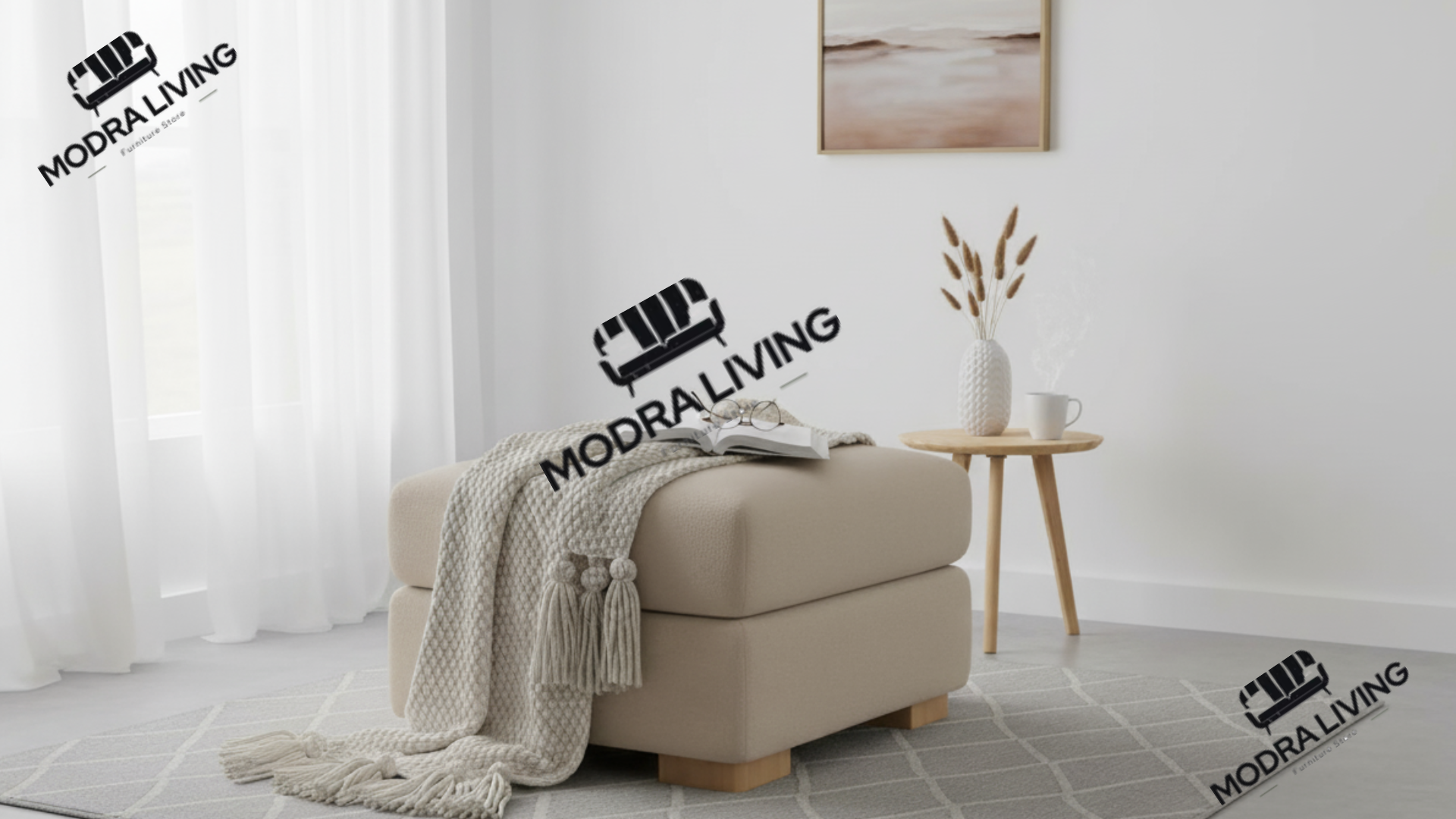 Footstool Natural Cream