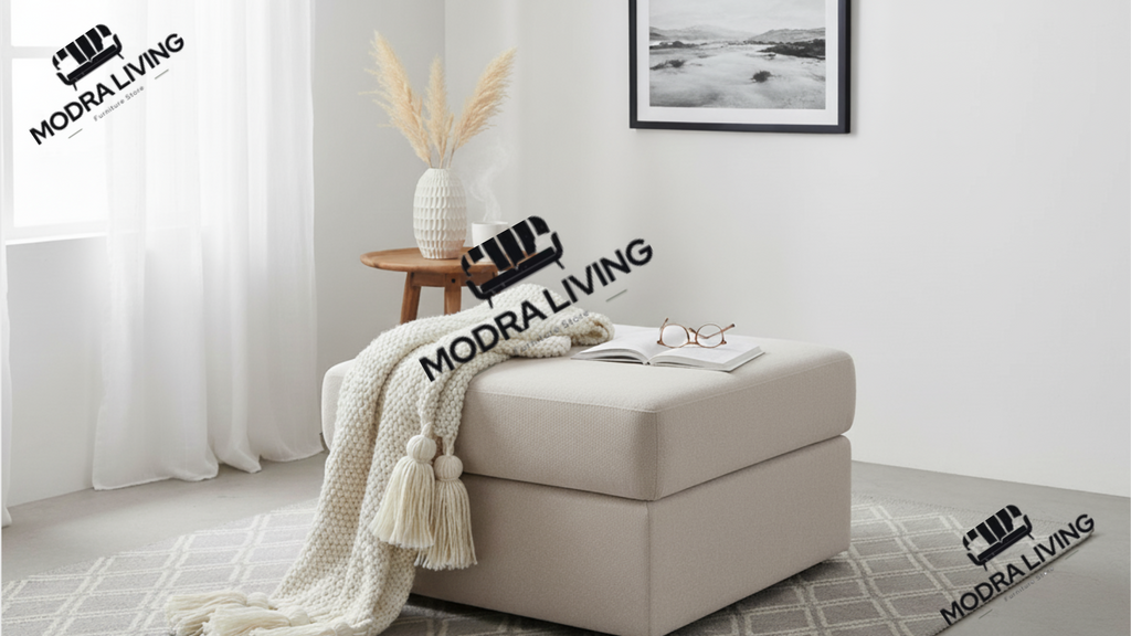 Footstool Pale Linen