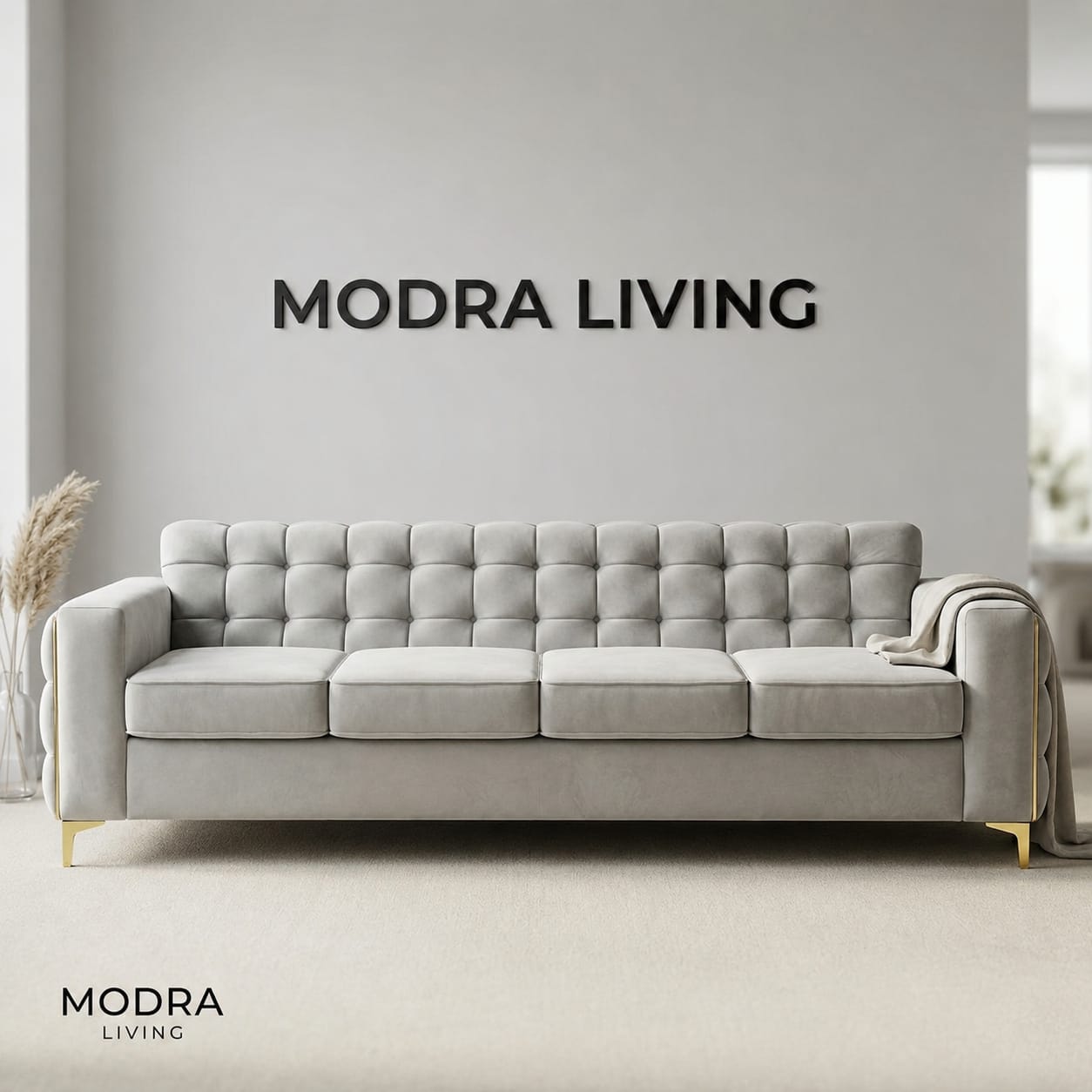 Windsor 4-Seater Premium Velvet Chesterfield Sofa